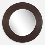 Uttermost 08178 Dutton Dark Walnut Round Mirror with Layered Bamboo Frame