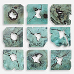 Uttermost 04359 Bahati Blue Green Natural Tamarind Wood Wall Decor Set of 9 Handcrafted Panels