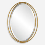 Uttermost 09992 Rhodes Elegant Antiqued Gold Leaf Oval Wall Mirror
