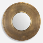 Uttermost 07088 Axel Round Decorative Mirror with Handcrafted Textured Frame in Warm Gold Finish