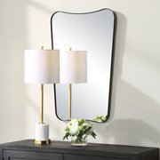 Uttermost 08212 Belvoir Contemporary Black Vanity Mirror with Curved Iron Frame