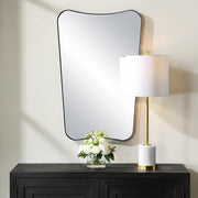 Uttermost 08212 Belvoir Contemporary Black Vanity Mirror with Curved Iron Frame