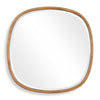 Round mirror with a wooden frame on a white background