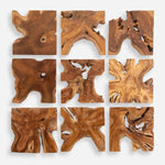 Uttermost 04379 Talia Handcrafted Natural Teak Wood Wall Decor Panels Brown Set of 9