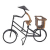 Bicycle Card Holder – Asian Style Metal and Rattan – Desk Organizer 6.69 Inch Height