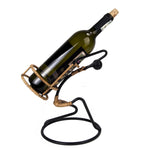 Wine Holder 6.3" – Handcrafted Metal and Rattan – Decorative Tabletop Wine Stand By Old Modern Handicrafts