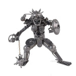 Cyberpunk Predator Warrior Statue 9" H – Handmade Metal Figure with Shield & Flail By Old Modern Handicrafts