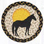 Earth Rugs Horse Silhouette Printed Round Jute Trivet with Rustic Western Design, 10"x10"