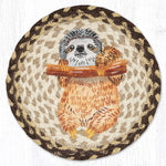 Earth Rugs Sloth Printed Round Jute Trivet – 10" Relaxed Jungle Animal Design with Heat-Resistant Eco-Friendly Braided Construction