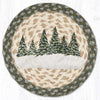 Winter Tree Scene Round Trivet – 10" Earth Rugs Holiday Forest Mat