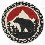 Earth Rugs Bear Mountain Round Trivet – 10" Rustic Wildlife Jute Hot Pad for Lodge & Cabin Decor