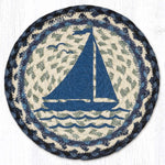 Earth Rugs Hand-Stenciled Sailboat Trivet – 10" Nautical Round Mat by Harry W. Smith
