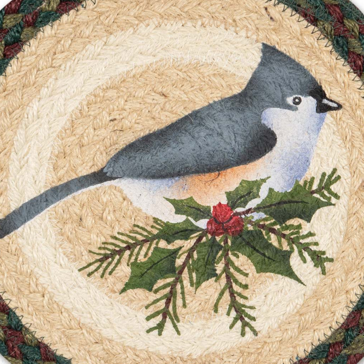 Earth Rugs Eco-Friendly Jute Trivet – Rustic Winter Bird Design by Suz ...