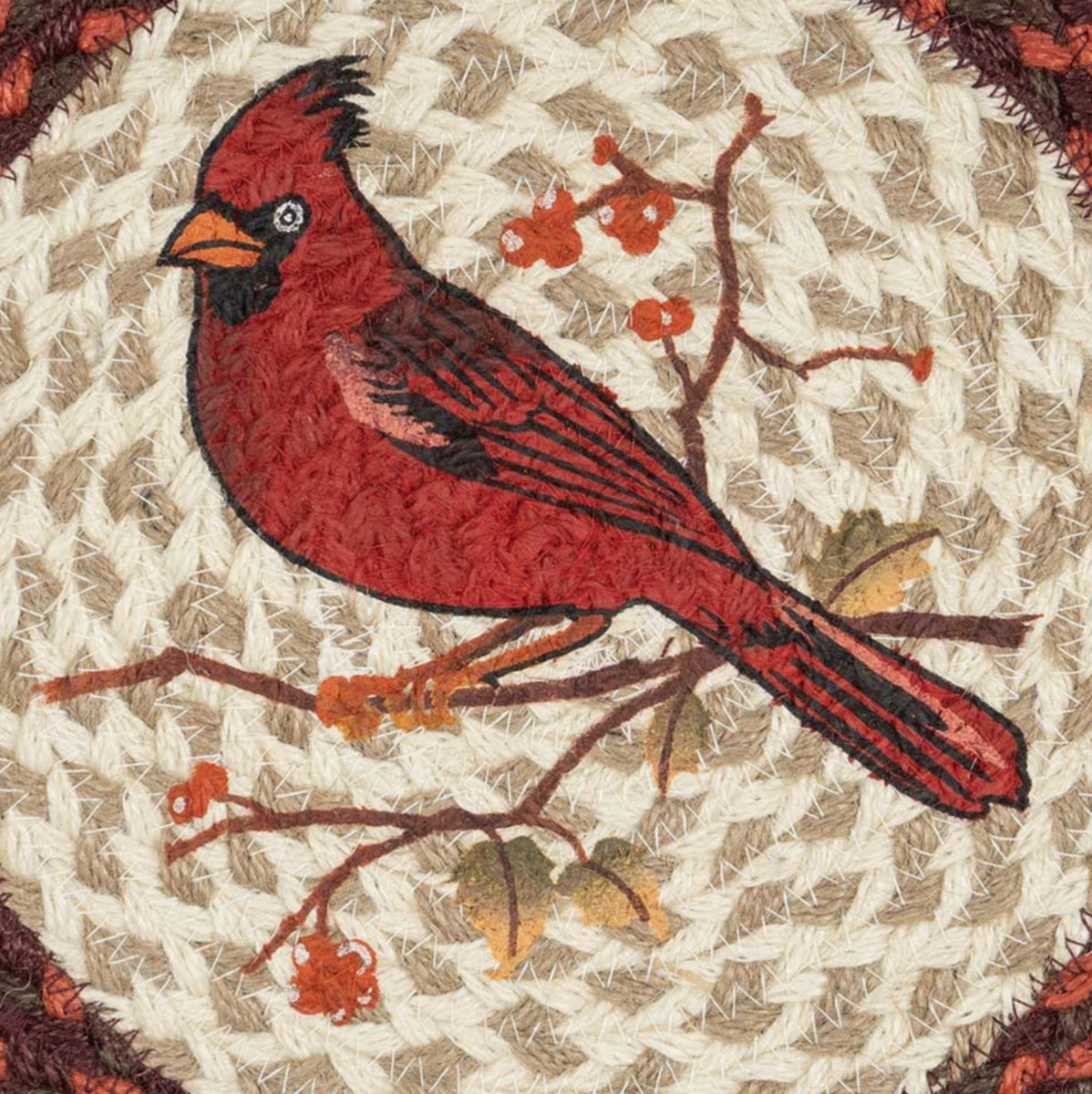 Earth Rugs Cardinal Art Round Jute Trivet 10