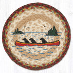 Earth Rugs Labs in Canoe Printed Round Jute Trivet – 10" Heat-Resistant Dog-Themed Rustic Accent for Kitchens