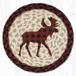 Earth Rugs Country Rustic Red Plaid Moose Printed Round Trivet – 10" Hot Plate Mat