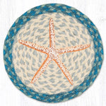 Earth Rugs Coastal Pencil Starfish Printed Round Jute Trivet – 10" Table Protector