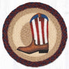 Earth Rugs American Boot Printed Round Braided Jute Trivet – Rustic Patriotic Decor