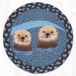 Earth Rugs Sea Otters Printed Round Trivet – 10" Coastal Jute Hot Pad