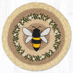 Earth Rugs Bee Happy Printed Round Trivet – 10" Braided Jute Hot Pad