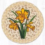 Earth Rugs Daffodil Printed Round Trivet – 10" Braided Jute Hot Pad