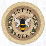Earth Rugs Let It Bee Printed Round Trivet – 10" Braided Jute Hot Pad