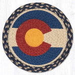Earth Rugs Colorado Flag Printed Round Trivet – 10" Braided Jute Hot Pad