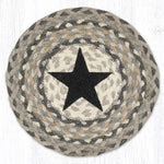 Earth Rugs Black Star Printed Round Jute Trivet – 10" Rustic Table Protector