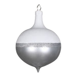 Vickerman MT181107 12" Silver Candy/White Glitter Drop Ornament