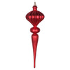 Vickerman MT195303 21" Red Matte Finial Ornament With Glitter Accents