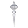 Vickerman MT195307 21" Silver Matte Finial Ornament With Glitter Accents