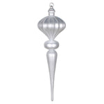 Vickerman MT195307 21" Silver Matte Finial Ornament With Glitter Accents