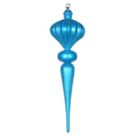 Vickerman MT195312 21" Turquoise Matte Finial Ornament With Glitter Accents