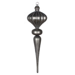 Vickerman MT195387 21" Pewter Matte Finial Ornament With Glitter Accents