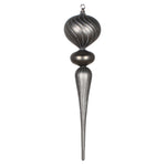 Vickerman MT195487 25" Pewter Matte Finial Ornament With Glitter Accents