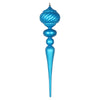 Vickerman MT195512 27" Turquoise Matte Glitter Onion Finial Ornament