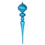 Vickerman MT195512 27" Turquoise Matte Glitter Onion Finial Ornament