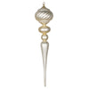 Vickerman MT195538 27" Champagne Matte Onion Finial Ornament With Glitter Accents