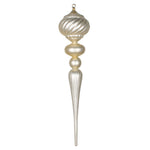 Vickerman MT195538 27" Champagne Matte Onion Finial Ornament With Glitter Accents