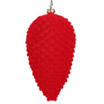 Vickerman MT195603D 5" Red Flocked Pinecone Christmas Ornament Set Of 4