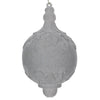 Vickerman MT196207D 4" Silver Flocked Drop Finial Ornament 3/Bag