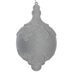 Vickerman MT196307D 6" Silver Flocked Drop Finial Ornament 2/Bag