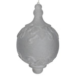 Vickerman MT196407D 13" Silver Flocked Drop Finial Christmas Ornament