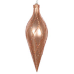 Vickerman MT198558D 12" Rose Gold Candy Finish Finial Ornament With Glitter Accents