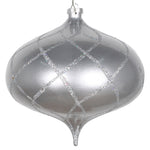 Vickerman MT198607D 8" Silver Candy Glitter Net Onion Christmas Ornament