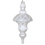 Vickerman MT198711D 10" White Candy Finish Net Top Finial Ornament With Glitter Accents