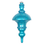 Vickerman MT198712D 10" Turquoise Candy Finish Net Top Finial Ornament With Glitter Accents