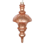 Vickerman MT198758D 10" Rose Gold Candy Finish Net Top Finial Ornament With Glitter Accents