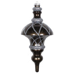Vickerman MT198787D 10" Pewter Candy Finish Net Top Finial Ornament With Glitter Accents