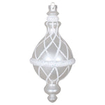 Vickerman MT198811D 10" White Candy Glitter Net Drop Finial Christmas Ornament